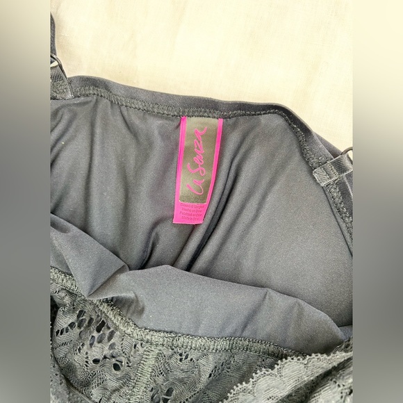 La Senza Black Lace Deep-V Slip Dress Nightgown - Picture 4 of 7